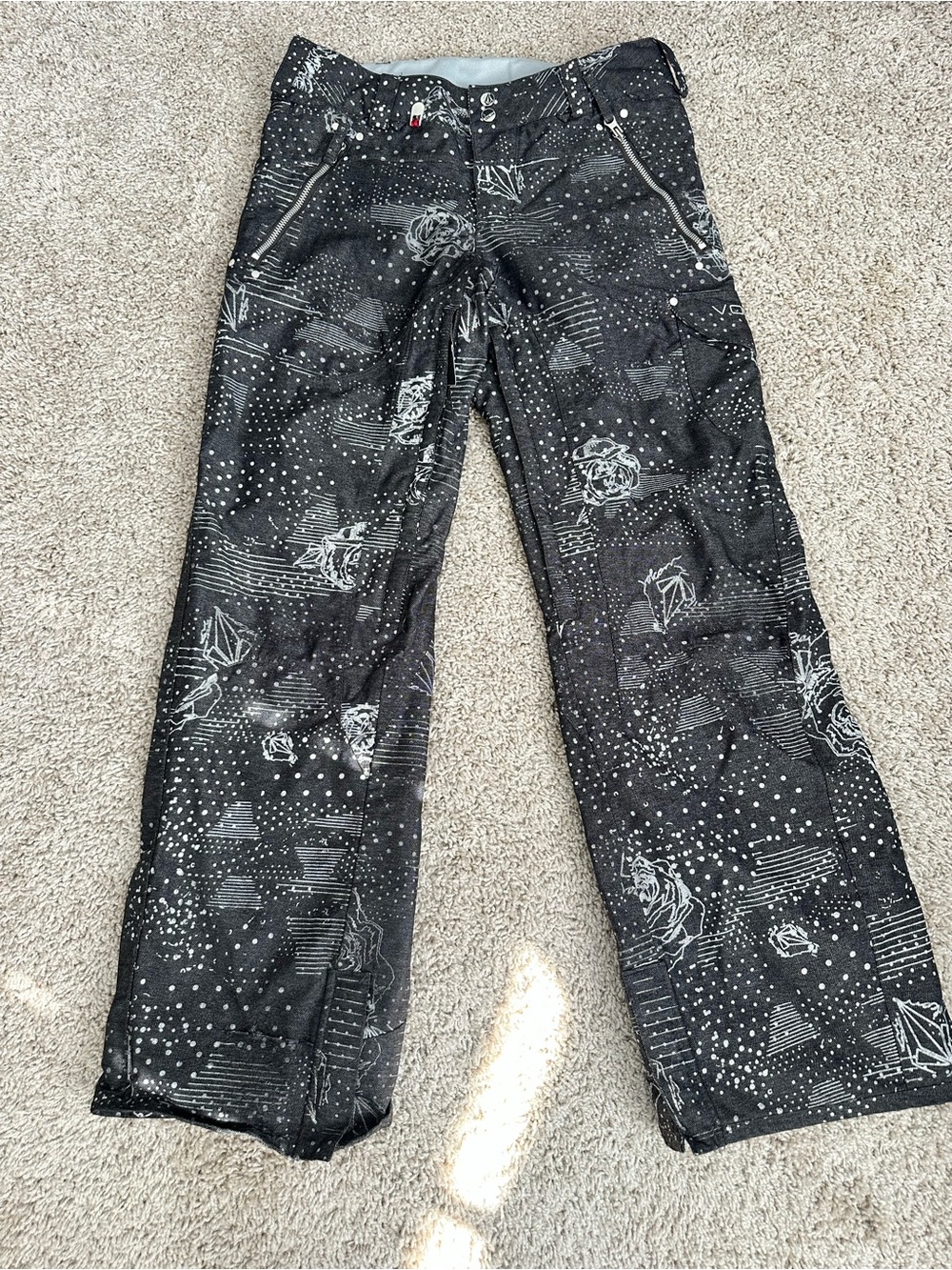 Volcom Nimbus Snowboard Ski Pants Women's Small Black Graphic Waterproof